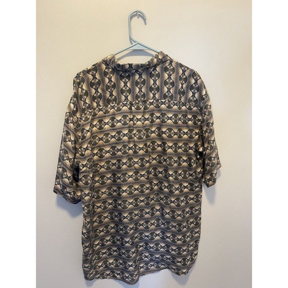 Colore Italia 100% Silk Hidden Buttons Geometric Casual Button Front Shirt M - Picture 3 of 5